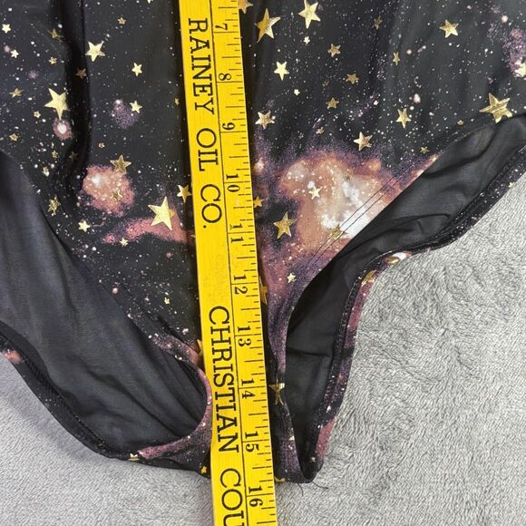 Torrid Swim Bottoms Womens 4 4X Galaxy Gold Foil Star High Waist Ruched Cutout - Picture 9 of 11